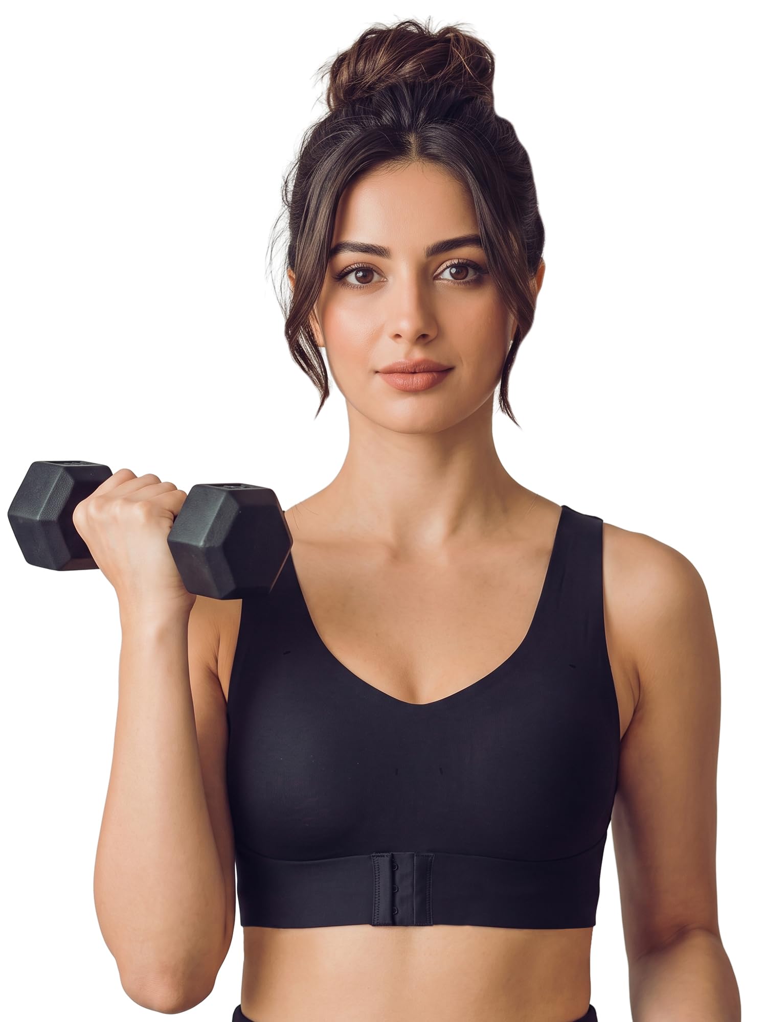 Bonded Polyamide Padded Bonded Gym Bra | Crisscross Back Support | Front and Back Hook | Full Coverage | Wire-Free | Pack of 1-image-40