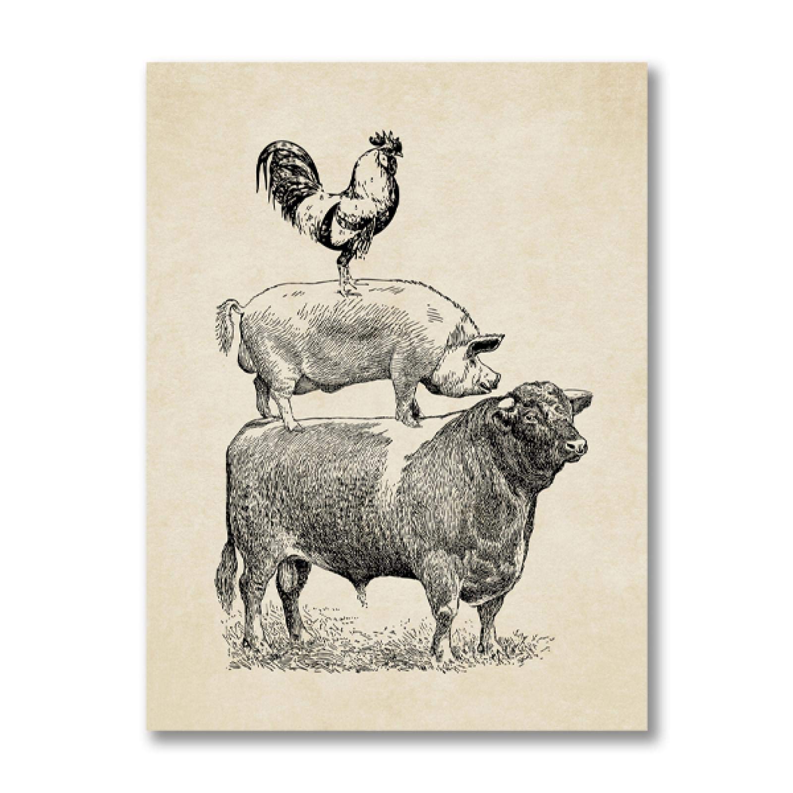 FOCCAR Rustieke Kraai Canvas Wall Art Smart Leuke Vogel Vintage Wilde Dier Posters Muur Decor Schilderij Kunst voor Thuis Kamer Kunstwerk