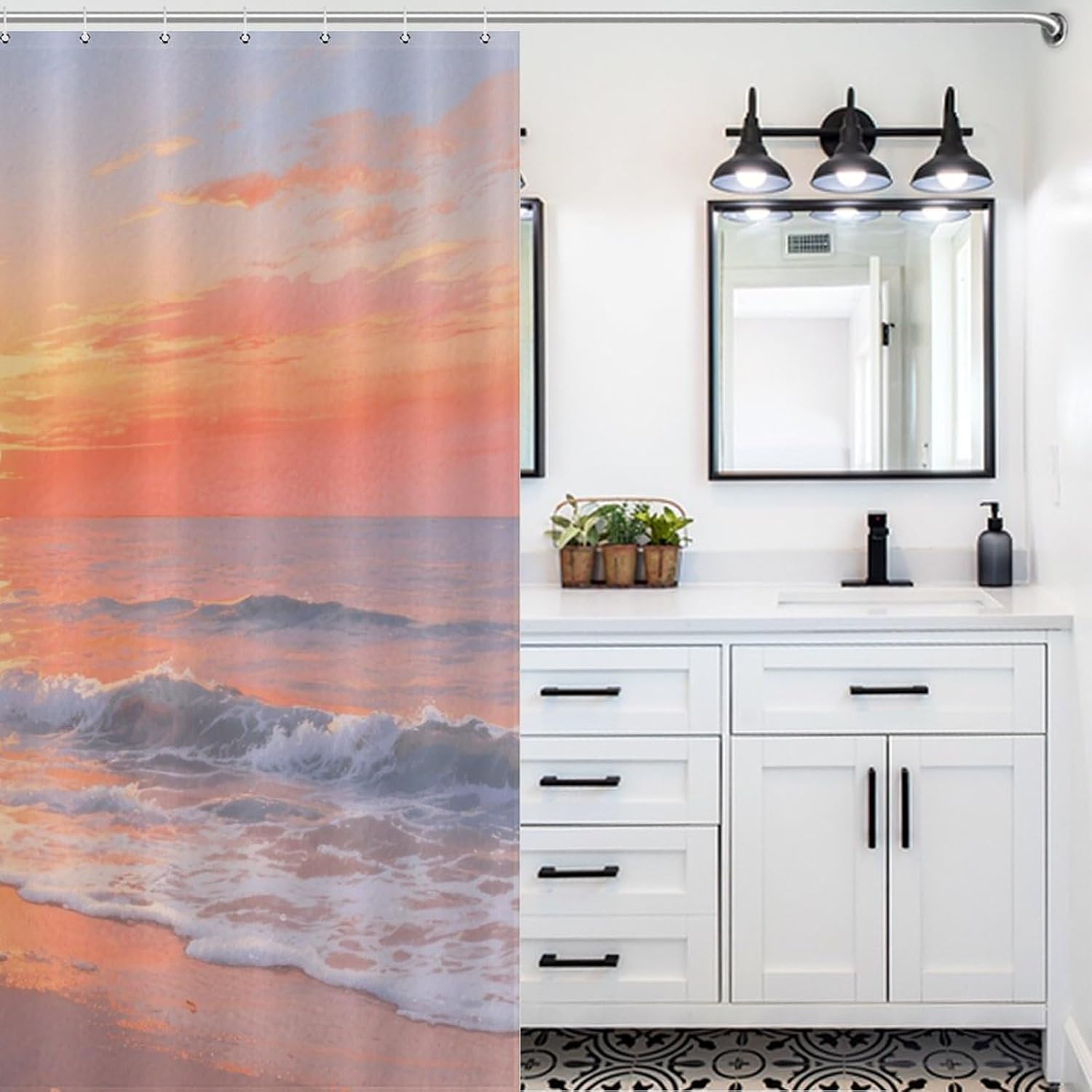 Shower Curtains Fabric Shower Curtain Liner Liner Showers Curtain A Sunset at The Seaside Showers Curtin Opaque for Privacy Protection Water Splash Protection High Aesthetics