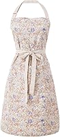 Aoomzoon Double Sided Vintage Kitchen Apron for Women - Adjustable with 2 Pockets for Cooking Gardening Painting