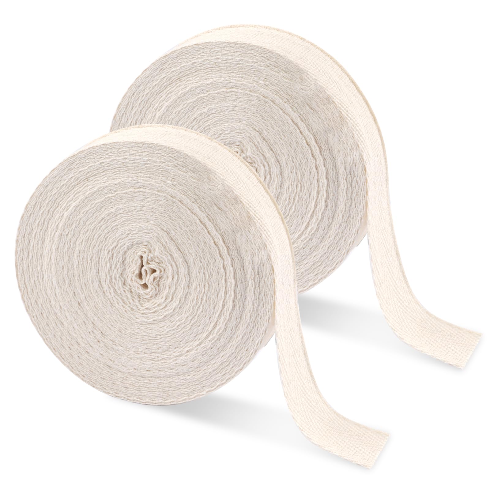 Vaktop 2 Roll Cotton Tape, Herringbone Design, Beige, 20 mm x 15 m, Bias Binding Tape for Sewing DIY Craft