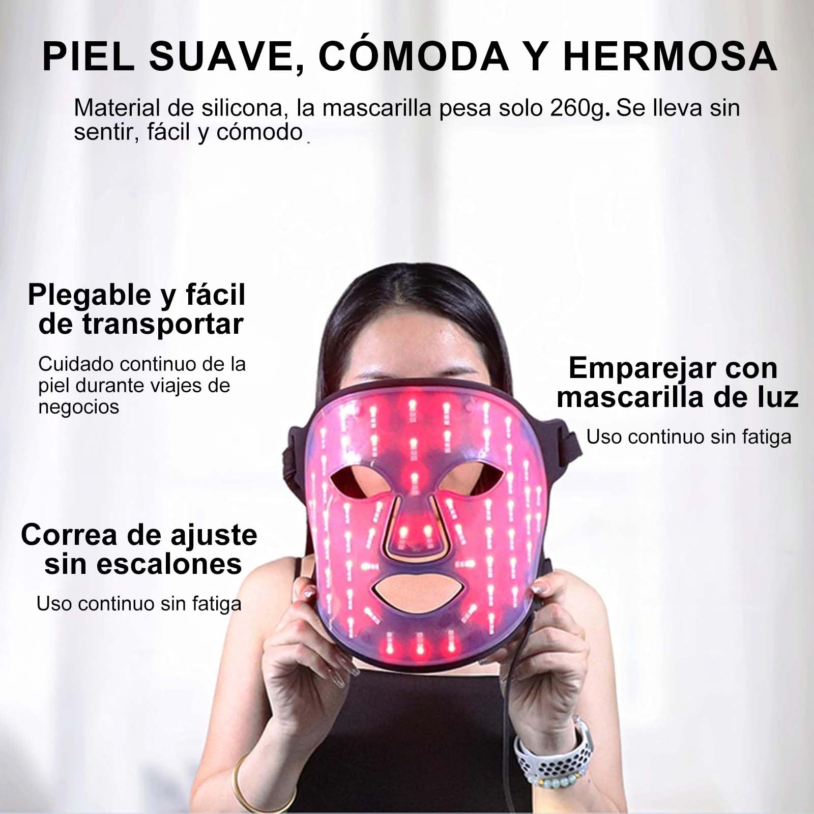 Máscara facial de rejuvenecimiento de fotones para fototerapia, instrumento infrarrojo cercano, espectro LED, máscara facial para el cuello, belleza, hogar, conveniente, suaviza las arrugas finas,