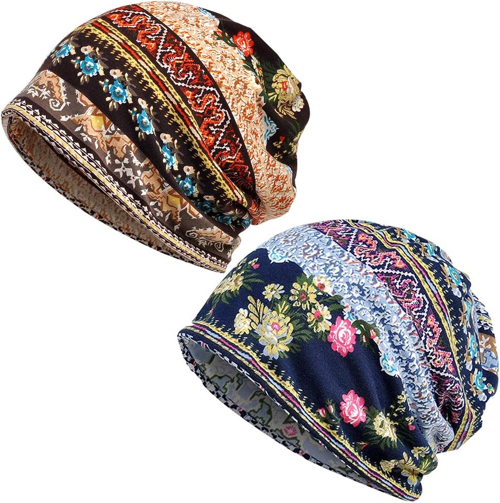 2 PCS Women Baggy Slouchy Beanie Chemo Hat Cap Slouchy Snood Hat Cancer Headwear…