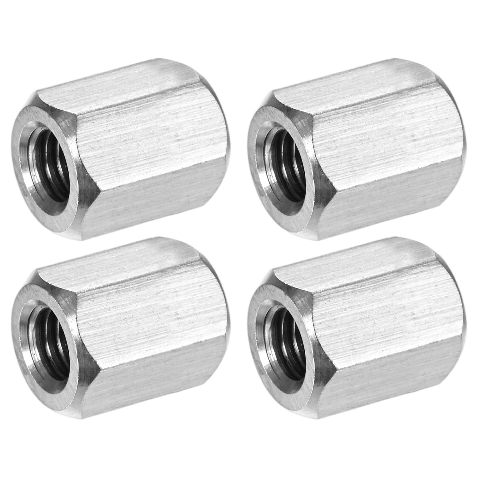 M METERXITY 4-Pack 3/8"-16 UNC Hex Coupling Nuts, 0.79" Length 304 Stainless Steel Fully Threaded Rod Coupling Nut, Studding Connector Fasteners for Industrial/mechanical[Silver Tone]