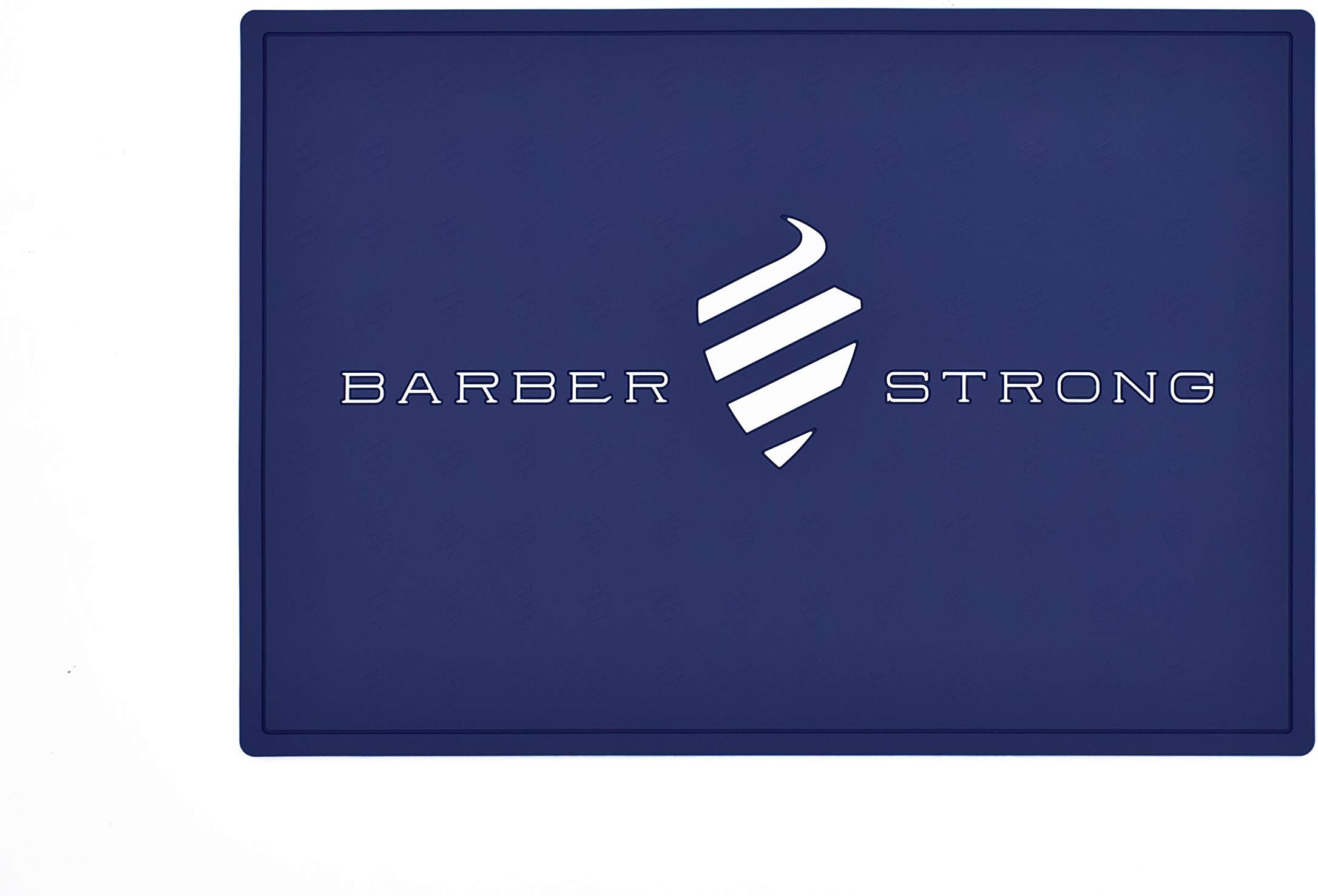 Barber Strong The Barber Mat, Countertop Workstation Mat for from Hair Cutting Tools and Accessories, Extra Grip for Slip-Prevention, Blue w/White Logo