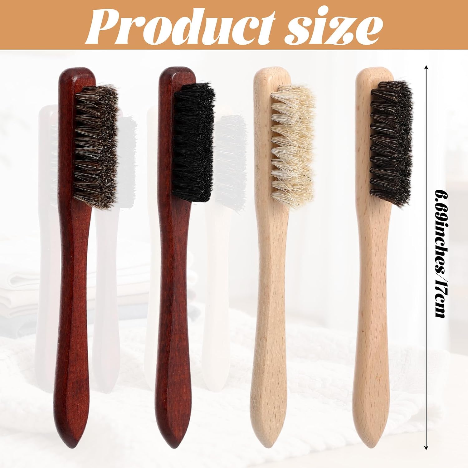 4 Pcs Wood Laundry Stain Brush Set Stain Remover Brushes with Bristles Laundry Accessories Small Cleaning Brush Set for Clothes Furniture Leather image 2