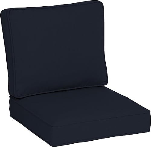 Arden Selections Oasis - Juego de cojines para asientos profundos para exteriores, 24 x 24, azul marino clásico