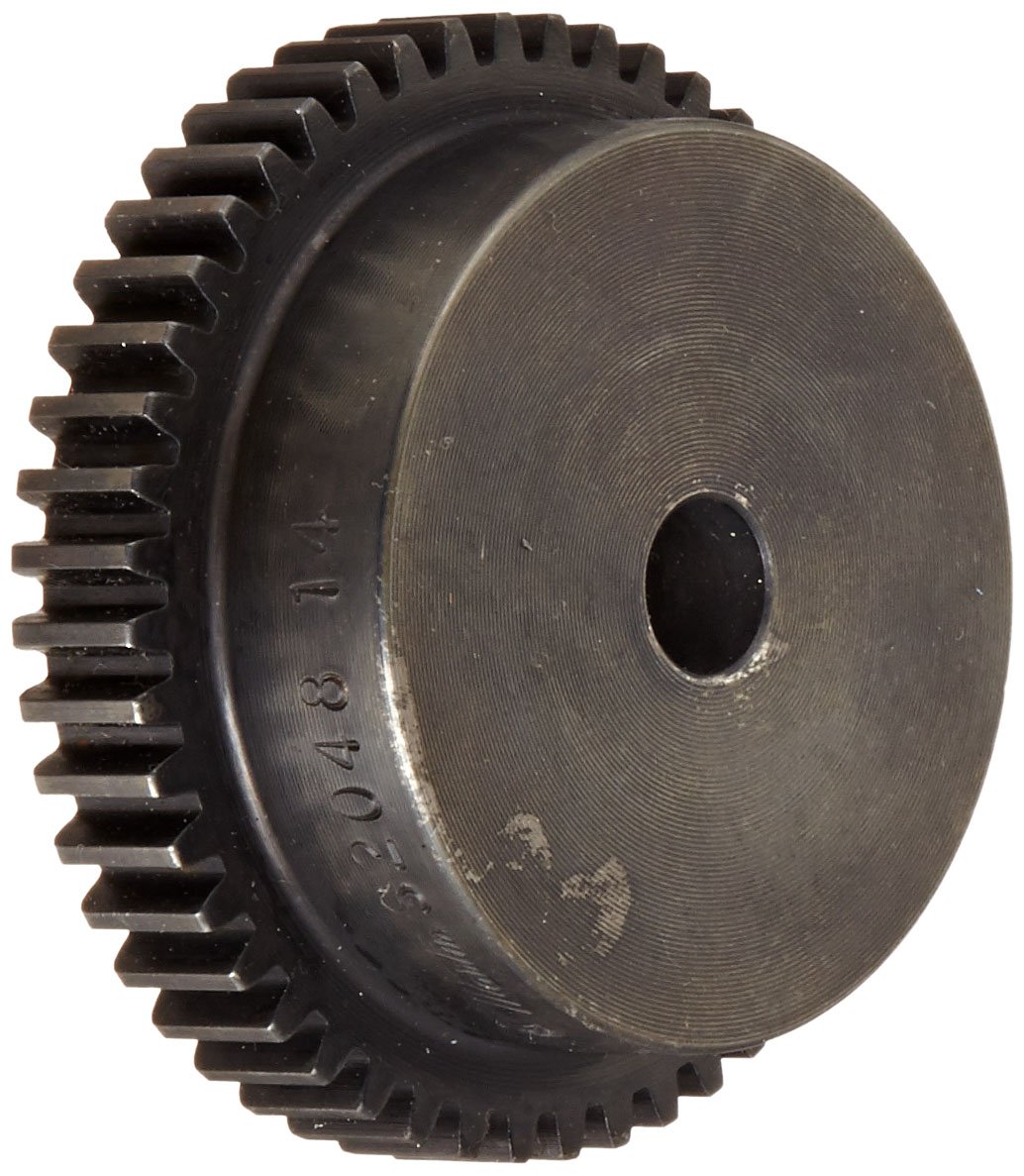 Spur Gear, 14.5 Degree Pressure Angle, Carbon Steel, Inch, 20 Pitch, 0.375" Bore, 2.500" OD, 0.375" Face Width, 50 Teeth