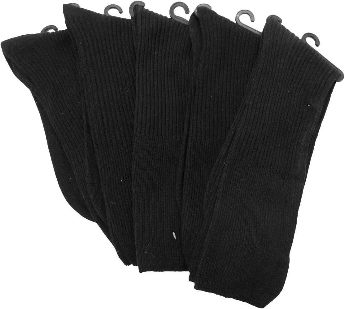 80% Cotton Ribbed Dress Socks, Mid-calf Non-Binding and Ultra Light, Great for Diabetic Symptoms. 12 Pairs.