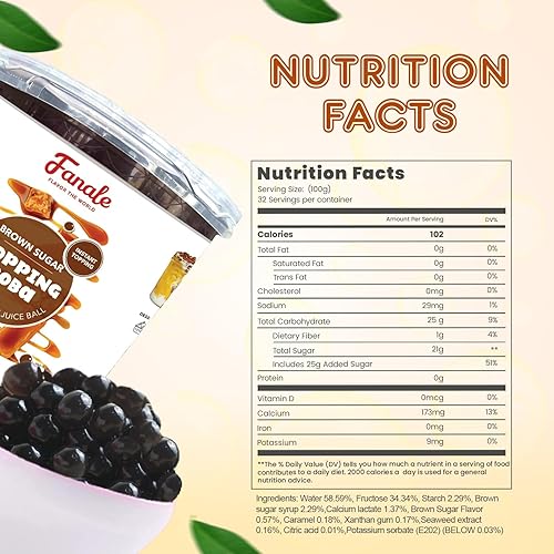 Miniatura 6 de Fanale Perlas Boba Reventadoras de Azúcar Morena, Veganas, Sin OGM, Sin Gluten, Sin Grasa, Perfectas para Té de Burbujas, Batidos, Helados, Postres
