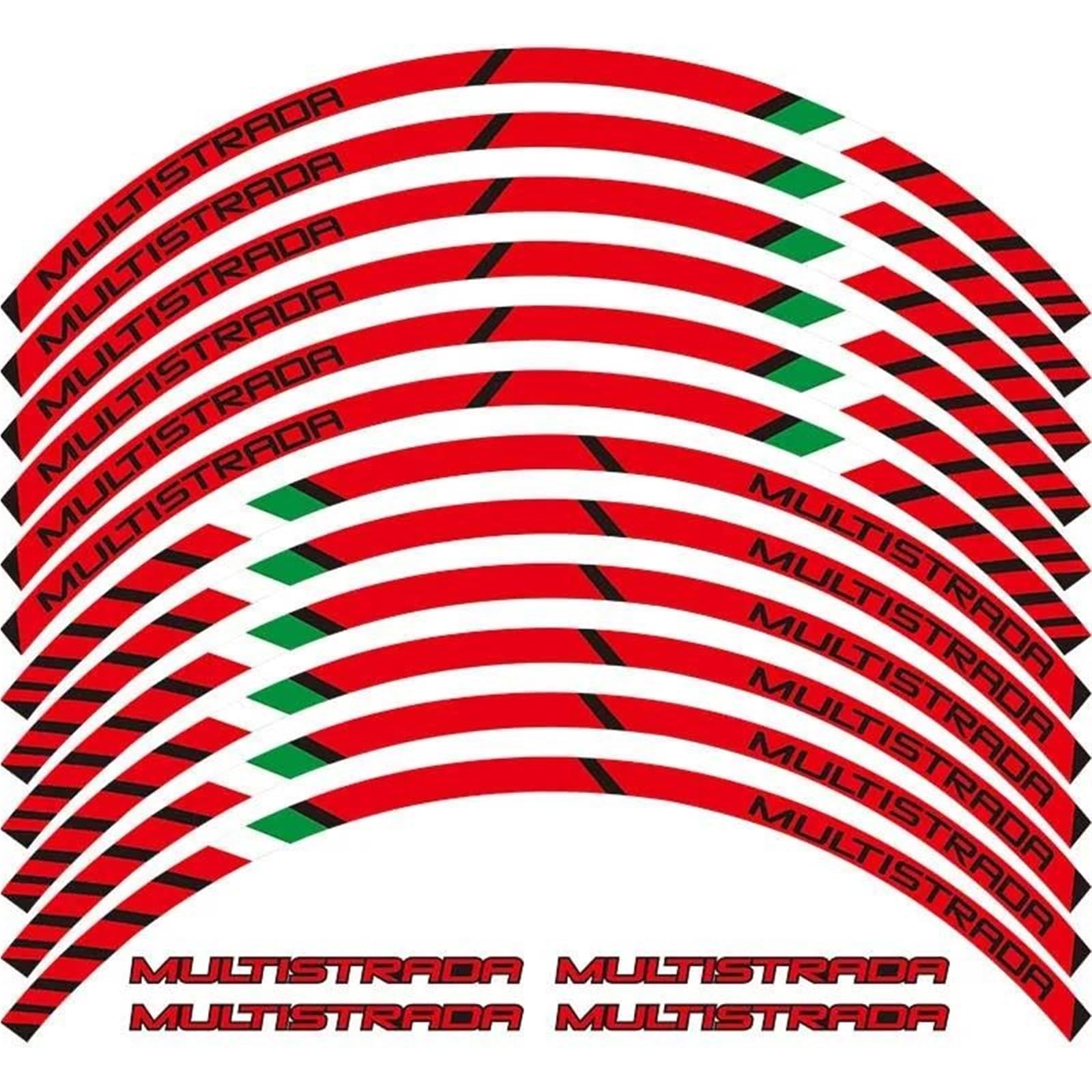 Motorcycle Wheel Stickers Reflective Rim Waterproof Decals for Ducati for Multistrada 1260/1200 1200S(Color3)