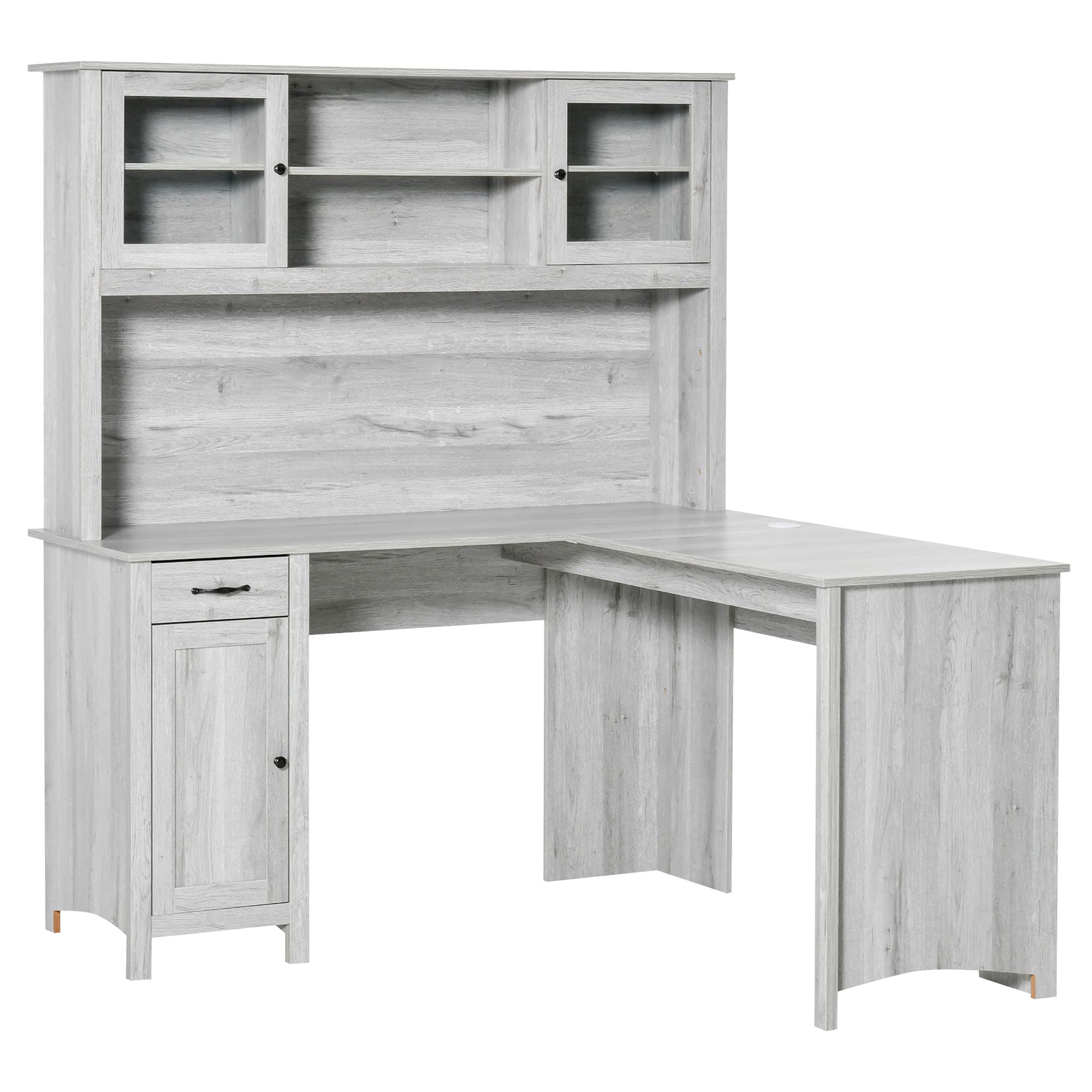 Buy LShaped Desk with Hutch, Computer Desk with Drawers, Home