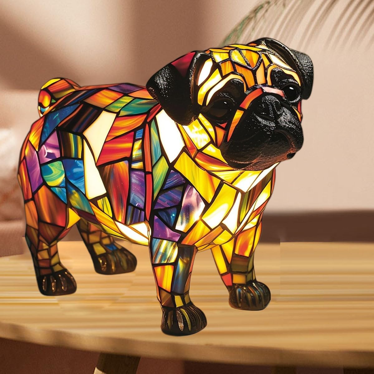 Lampada Corgi, luce notturna della serie Dog Art, lampada Bulldog francese, luce notturna da tavolo Bulldog francese in resina colorata, lampade da tavolo a LED a tema cani domestici(Style-M