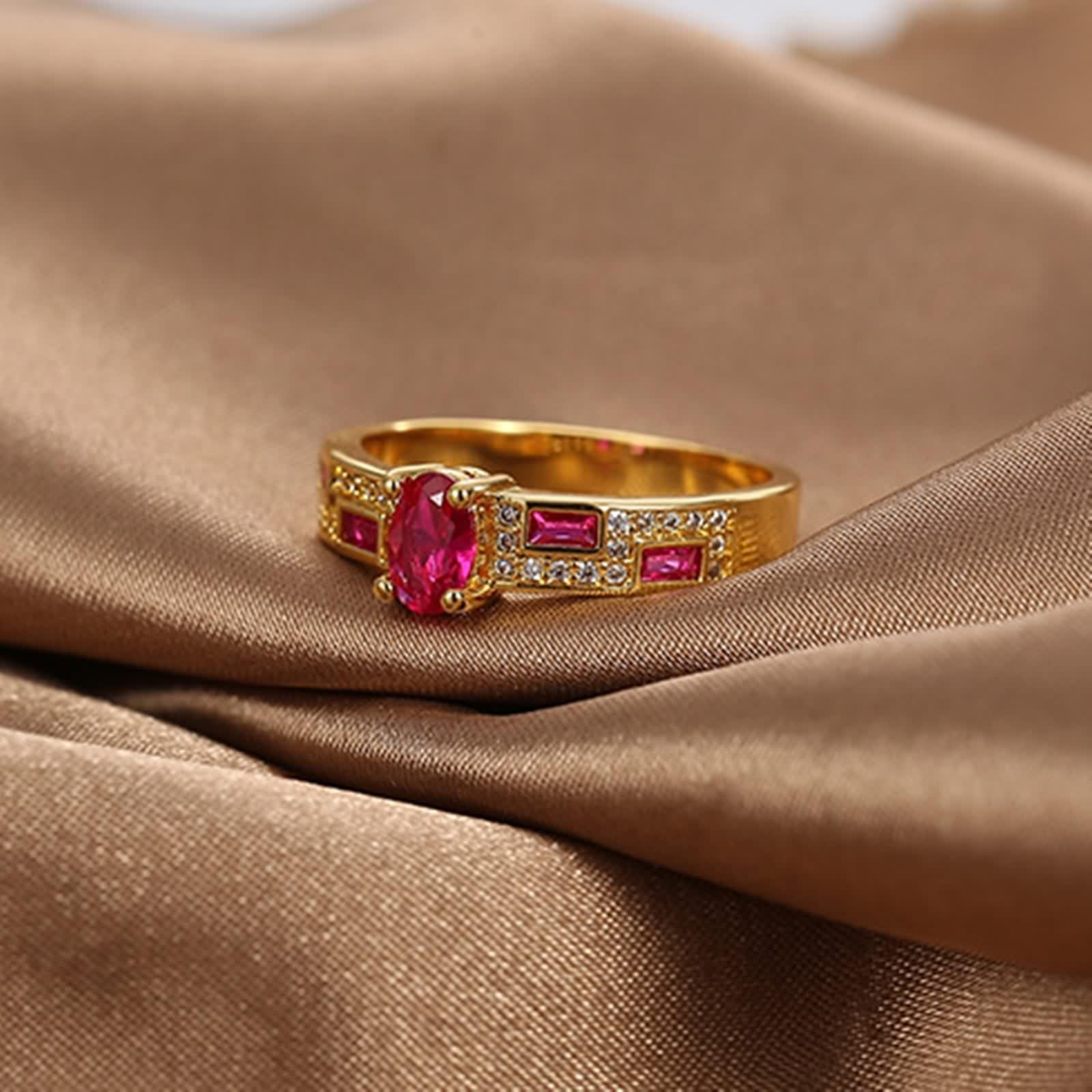 Anillo de oro amarillo 750 de 18 quilates, elegante, vintage