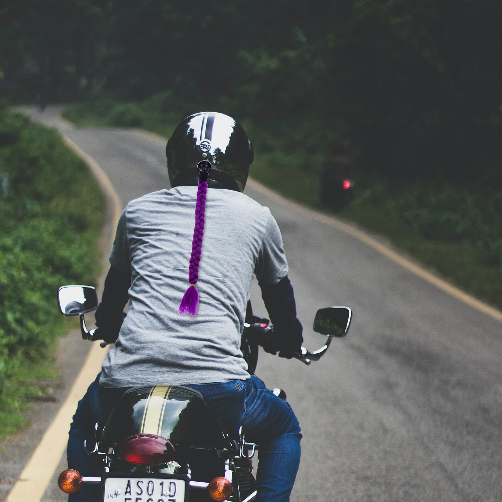 Healvian Accesorio para Casco de Moto Peluca en Patrón Trenzado, Seguro Olor, Fibra Química Resistente a Alta Temperatura, Decoración Adorable para Casco de Hombre y Mujer