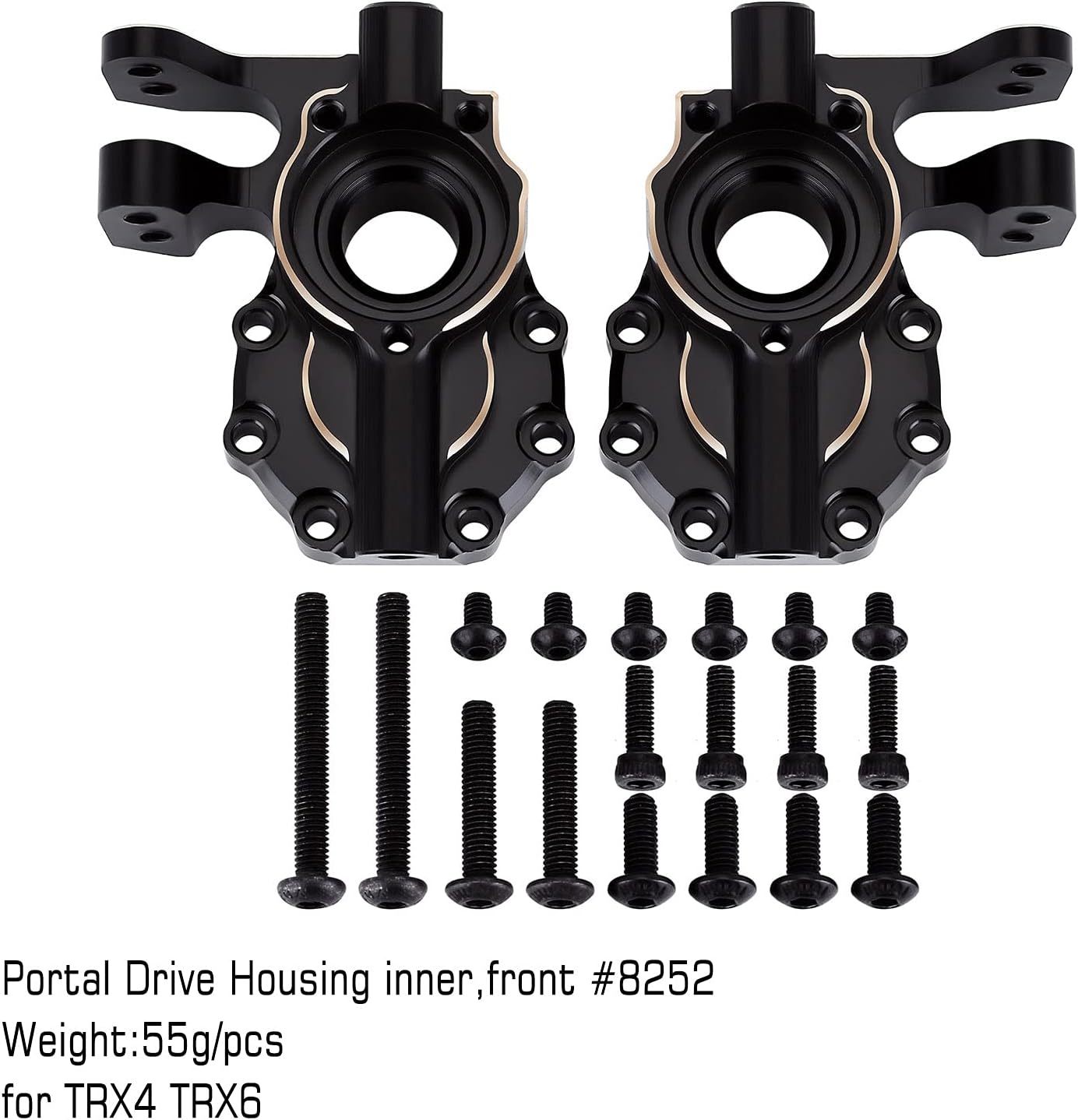 INJORA RC Brass Portal Housing 2pcs Counterweight Set for 1/10 RC Crawler Car TRX4 TRX6 Upgrade Parts（Black）