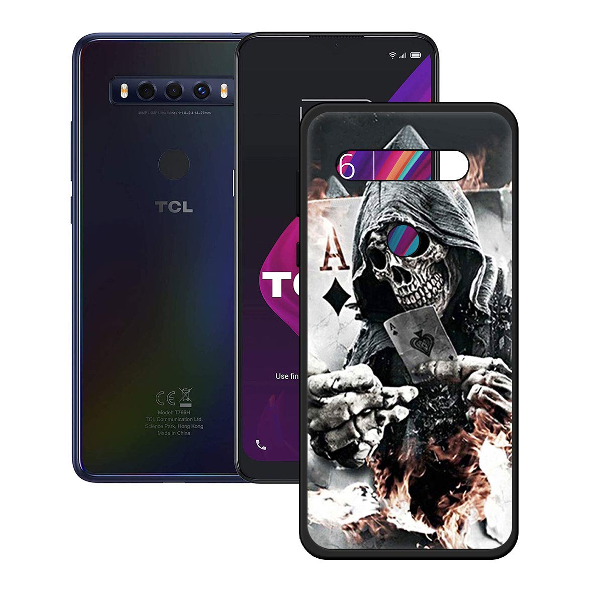 TTJ Custodia per TCL 10 SE, Silicone Case Sottile Cover TPU Caso Morbido Copertura + Pellicola Protettiva in Vetro Temperato per TCL 10 SE (6,52) - OP8