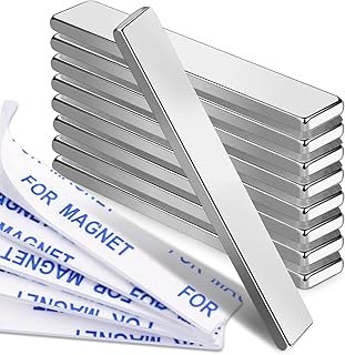 MIKEDE Strong Neodymium Magnets Rectangular Magnetic Small Powerful Rare Earth Magnet for Crafts Refrigerator Office Classroom Kitchen 60x10x3 mm Silver 9 Pack