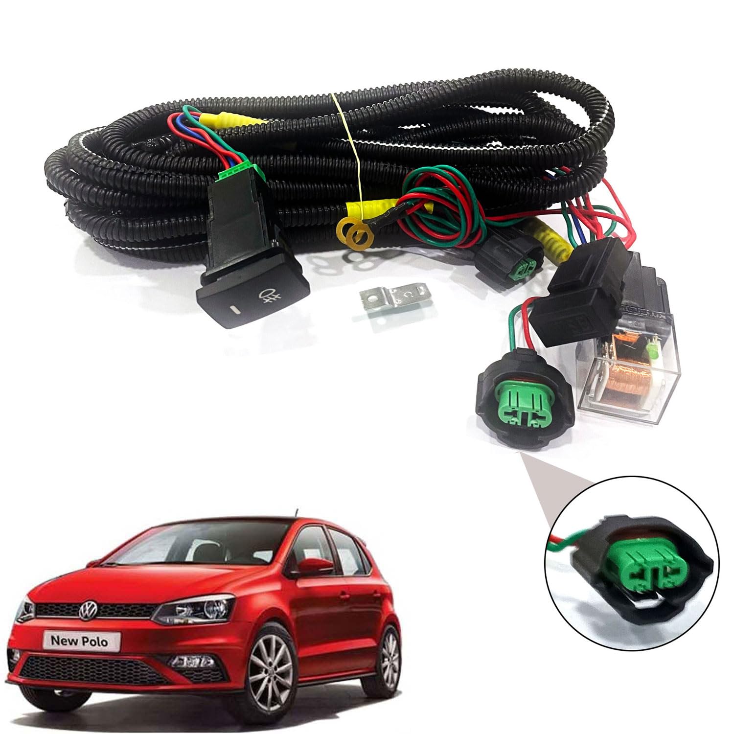 Auto Pearl Fog Light Harness LED Indicator Harness Wiring Socket Switch Kit 12V/40A Relay for Polo Vivo GT 2013 onwards-image-34