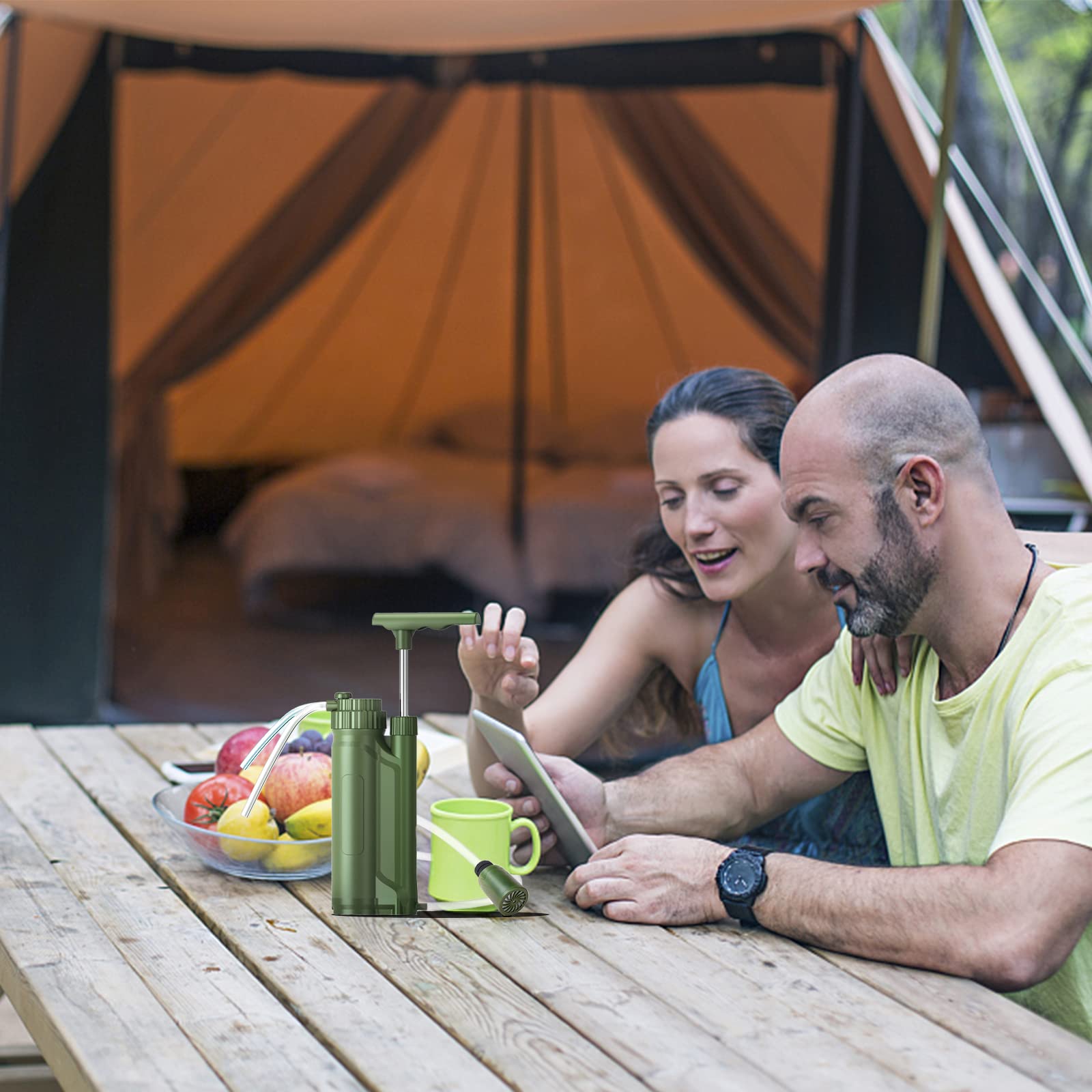 Tragbare Umkehrosmose-Wasserfilterpumpe Wasseraufbereitungssystem für den Außenbereich,Überlebensausrüstung für Camping,Wandern,Reisen,Notfallvorsorge,Wasserreinigungssystem