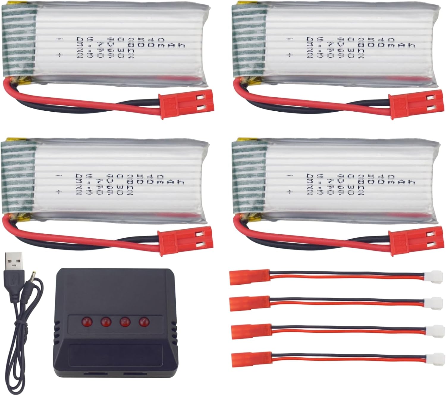 sea jump 4PCS 3.7V 800mAh Lipo Battery with 4in1 Charger Suitable for KF603 Z62 Surface and Air Glider Fixed Wing Electric Model Foam Aircraft Toy Glider Battery