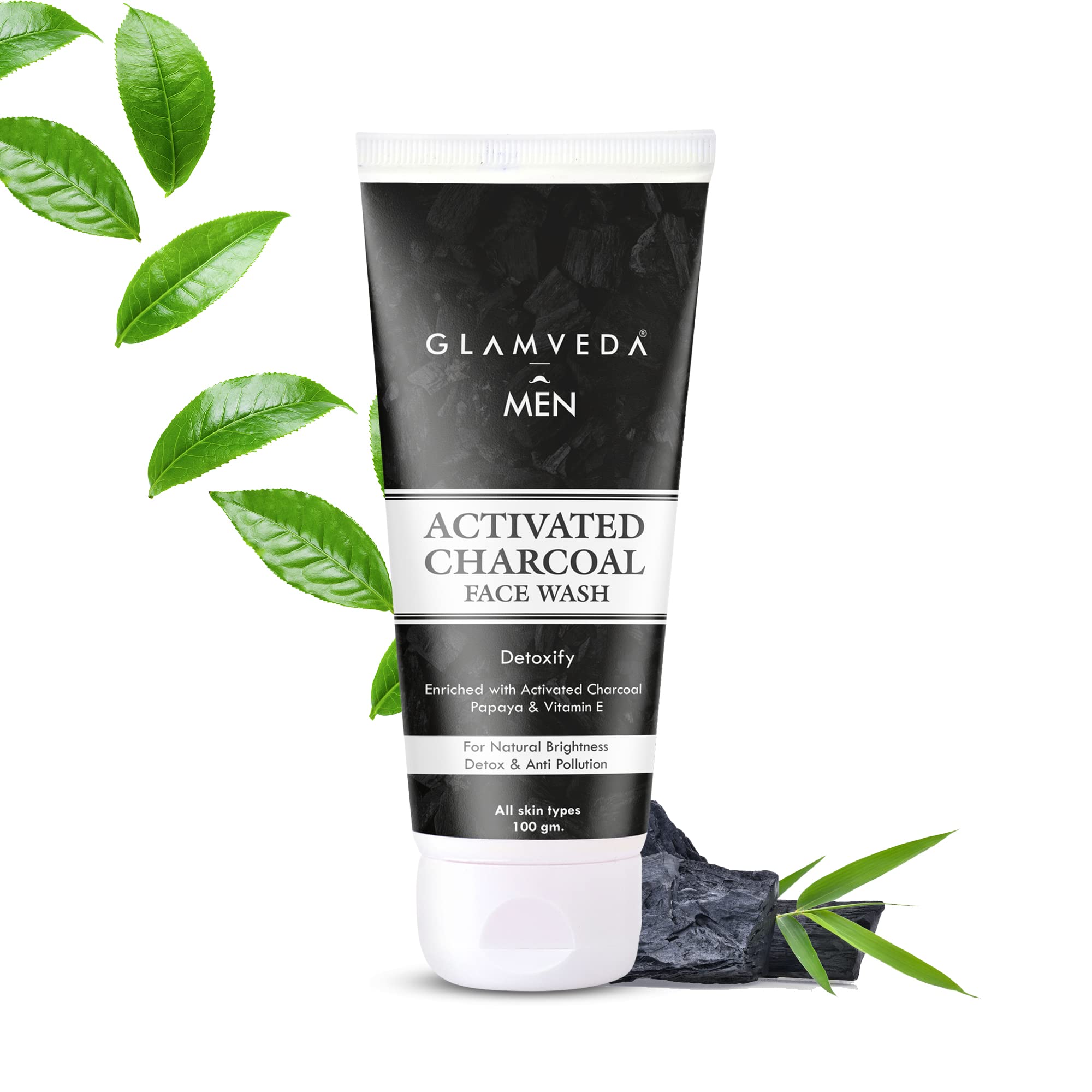 GLAMVEDAActivated Charcoal Detox Face Wash | Blackhead Removal, Deep Cleansing | 100ml
