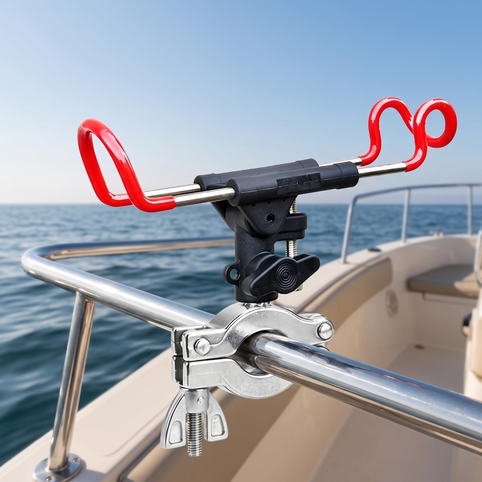 Harilla Portacanna da Barca Porta Canna da Pesca Supporto con Fissaggio Rapido su Tubo Tondo in Acciaio Inox 304 E Testata in