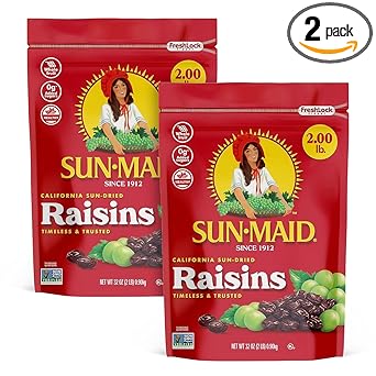 Sun-Maid California Sun-Dried Raisins - (2 Pack) 32 oz Resealable Bag - Dried Fruit Snack for Lunches, Snacks, and Natural Sweeteners