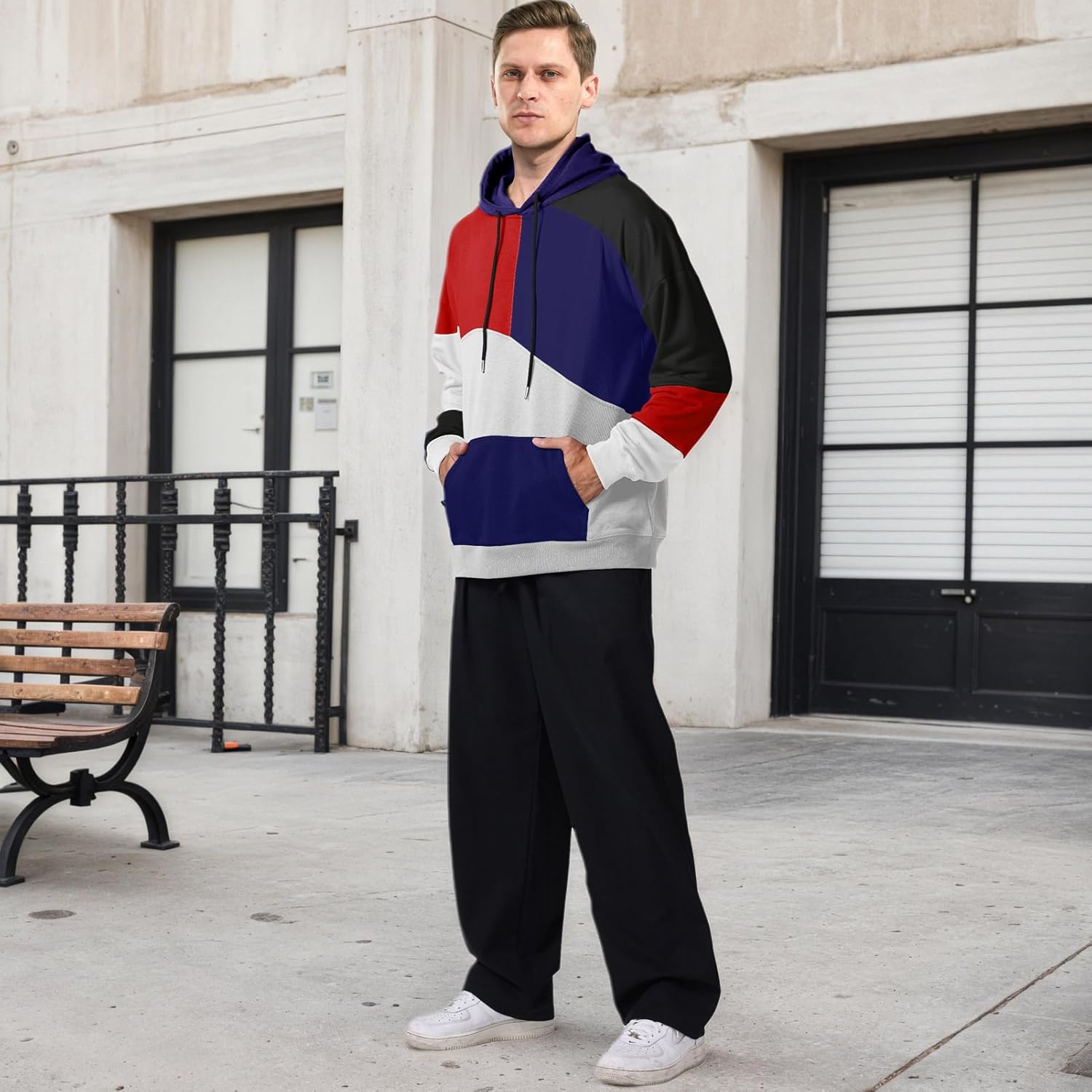 Men's Fashion Hoodies Techwear Color Block Long Sleeve Sweatshirts Unisex Lightweight Colourful Hoodie Pullover - Image 8