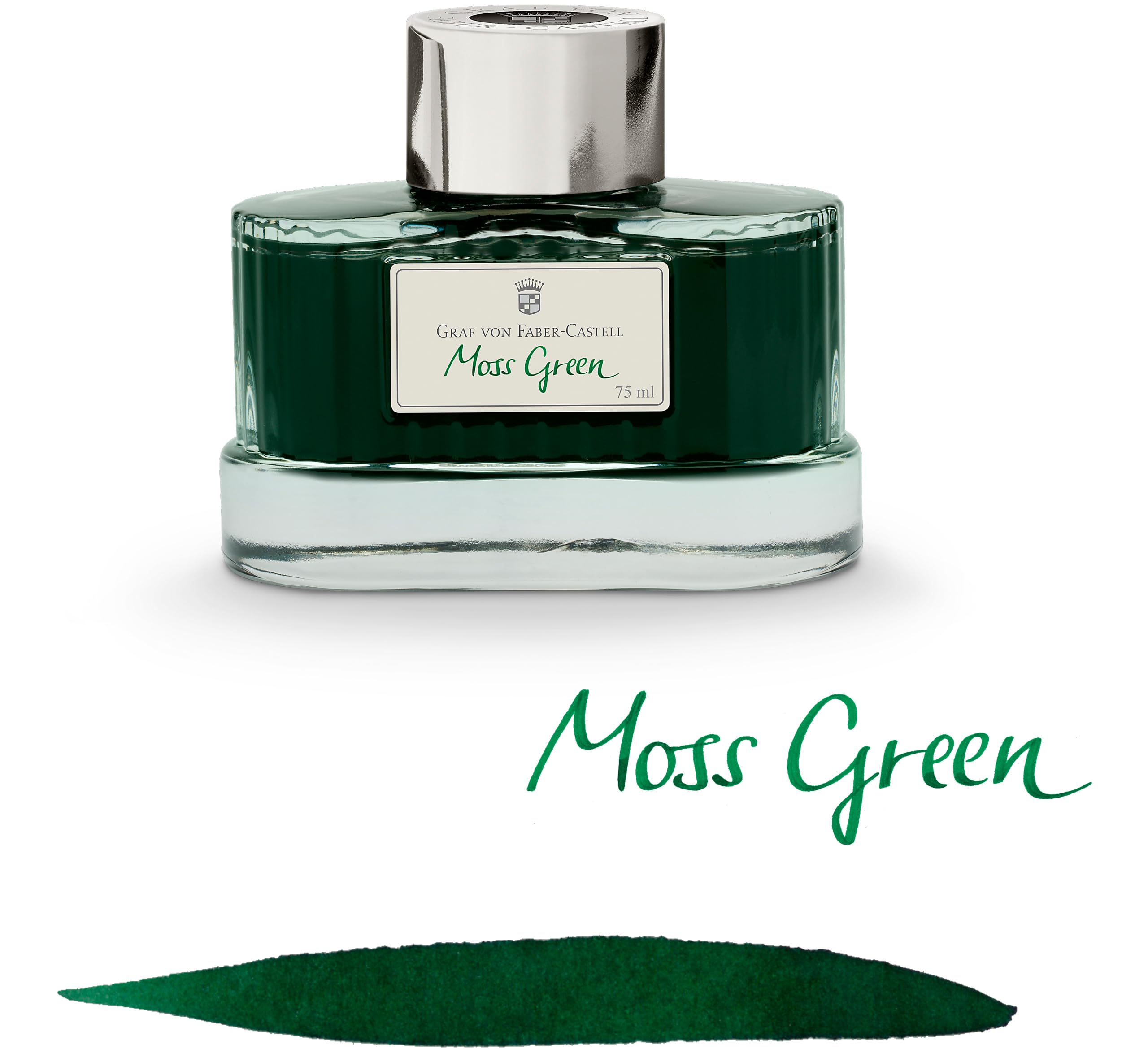 Graf von Faber-Castell 141004 - Barattolo di inchiostro verde muschio, 75 ml, inchiostro indelebile in un elegante calamaio
