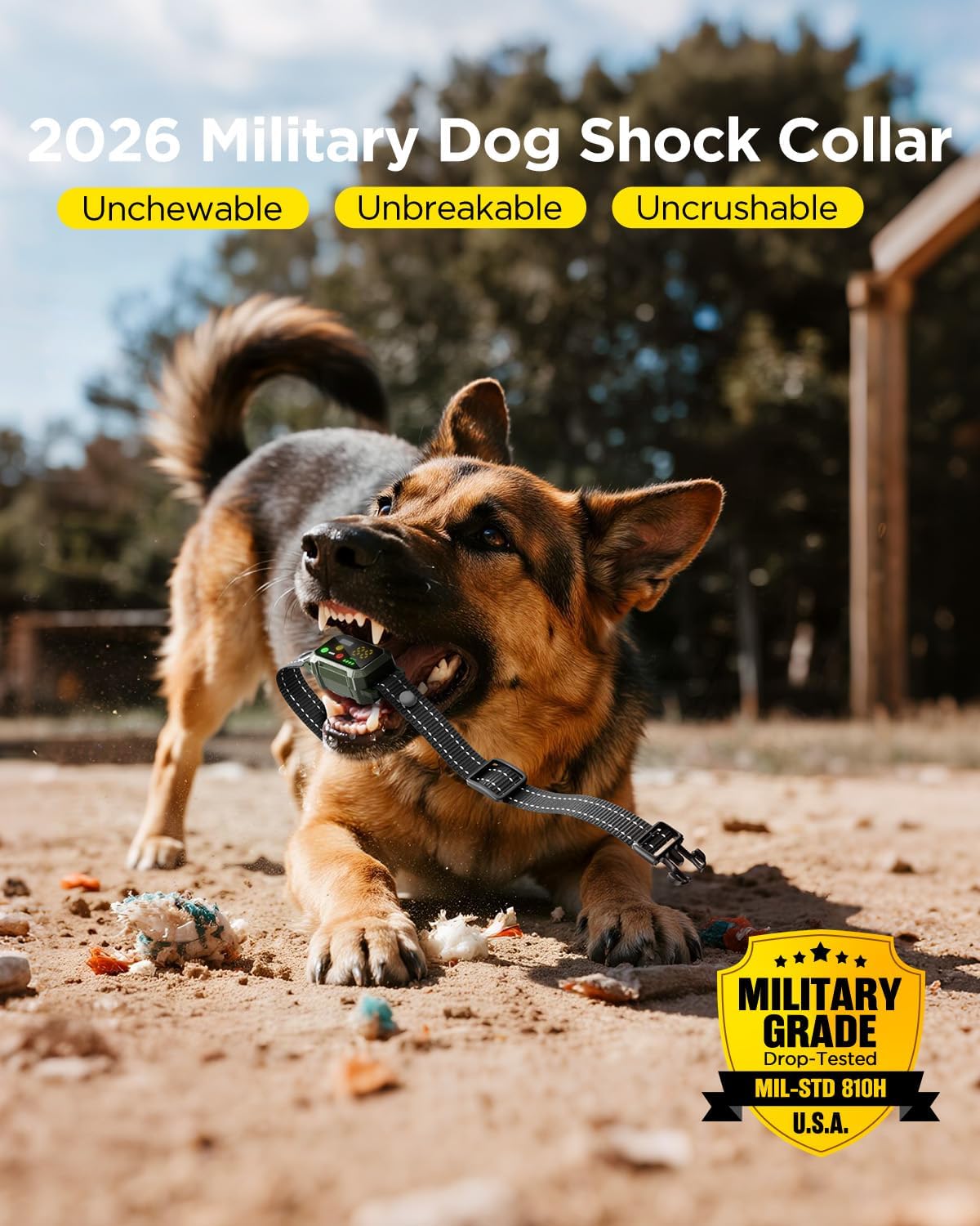 blackdog military dog shock collar - 4200ft dog training collar with remote, 4 training modes, flashlight & strobe, 3-month battery, ip67 waterproof dog e collar for all breeds 5-150lbs (army green)
