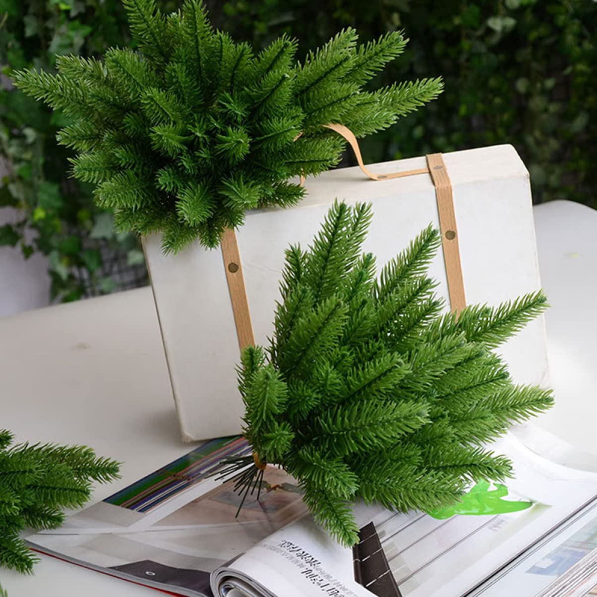 PRETYZOOM 3 Sätze Simulierte Dreizackige Kiefernnadeln Kleiner Falscher Kaktus Weihnachtliche Tischdeko Dekorative Weihnachtsgirlande Weihnachtsdekoration Rot Green Plastikblume 20 Stück * 3