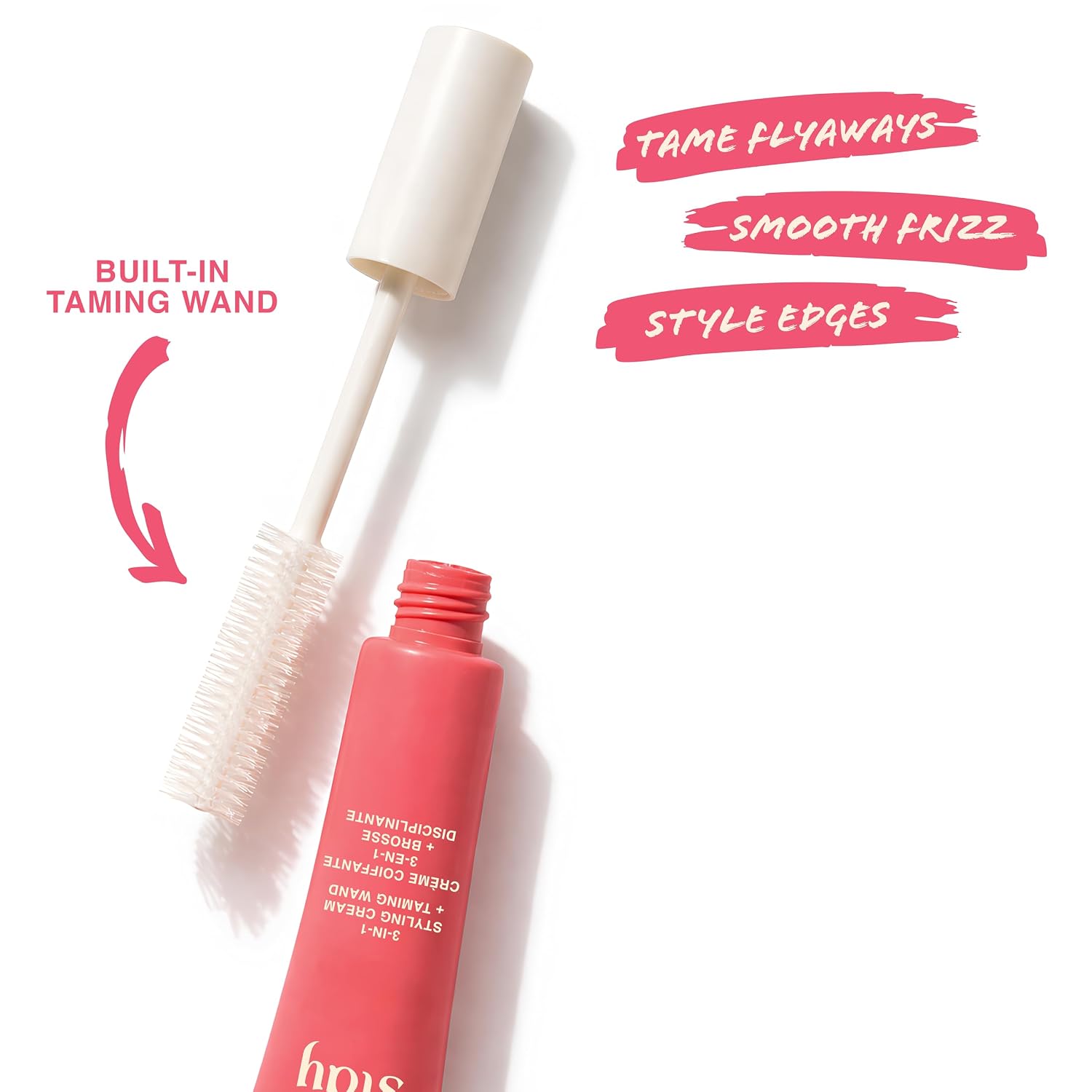 Ruby & Millie Stay 3-in-1 Styling Cream with Built-In Taming Wand - Slick, Smooth & Style Flyaways, Frizz Control Hair Gel for Women, 0.6 fl oz