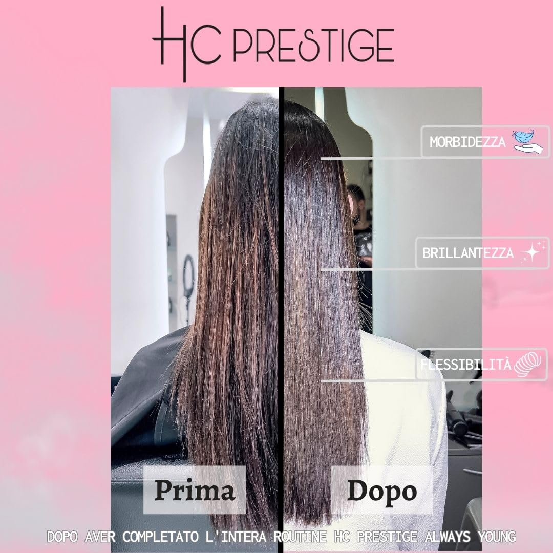 HC Prestige Always Young Maschera Glossy Capelli – Brillantezza e Rigenerazione Intensa – Senza Siliconi – Con Collagene, Caviar e Karité – Capelli Secchi o Trattati – Made in France – 500ml