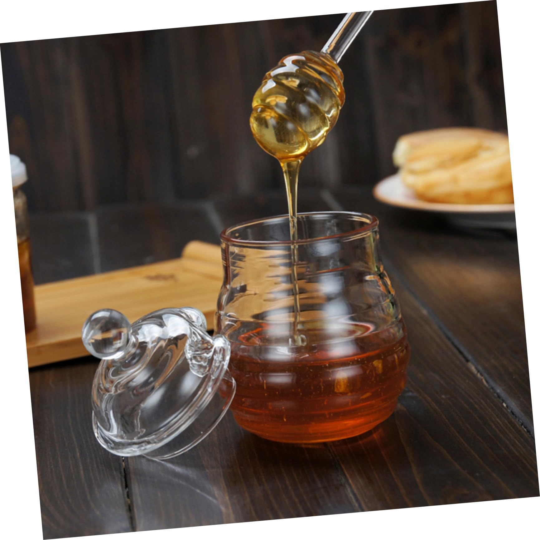 Mikinona Juego de 2 Frascos de Vidrio para Miel Transparentes 250ml