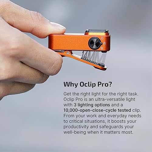 Vista 3 de OLIGHT Oclip Pro EDC linterna con clip, recargable de 500 lúmenes con tres soluciones de iluminación con carga tipo C, luces de flash magnéticas