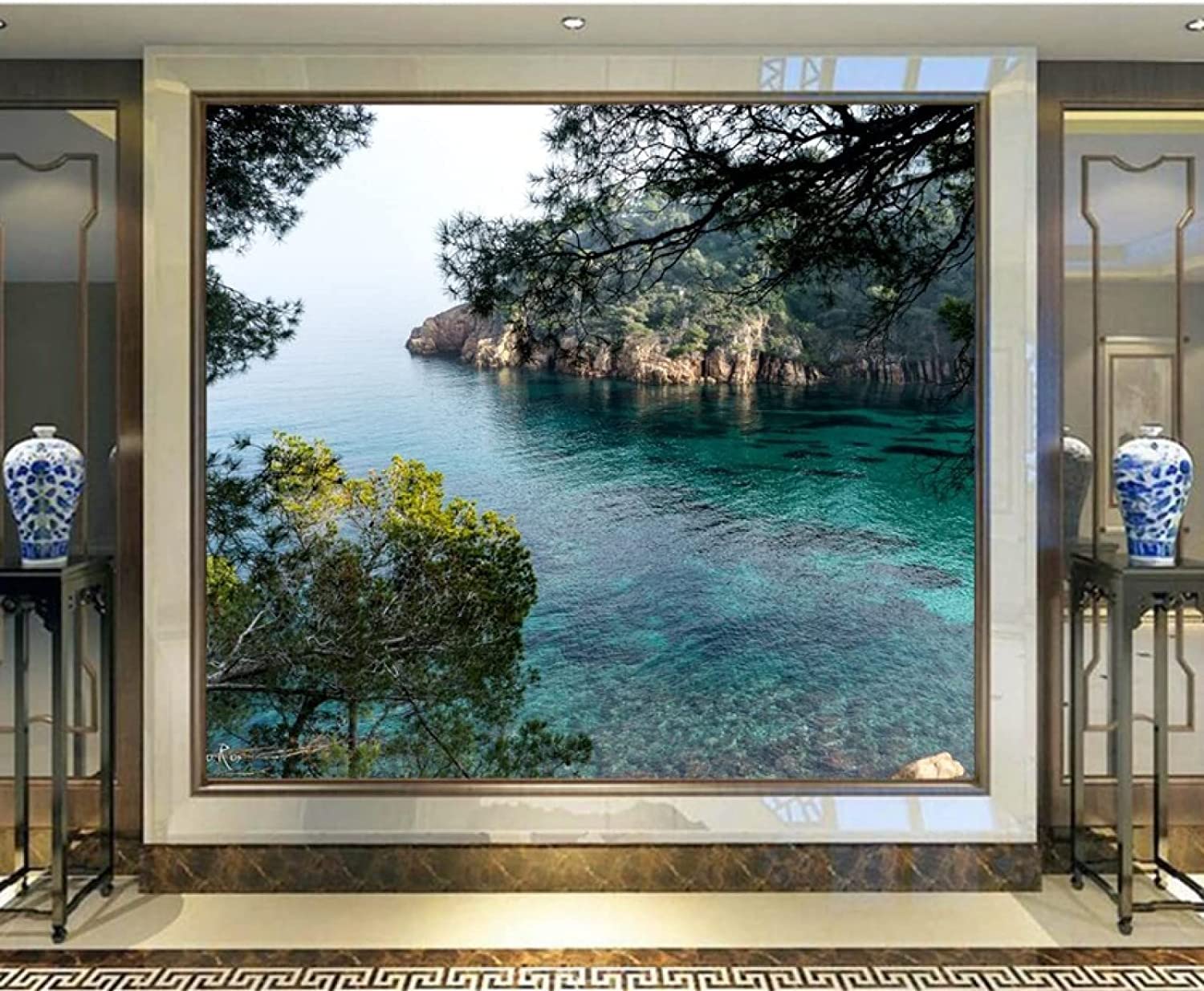 Murale Paesaggio Della Costa Dell'Oceano | Sfondo | Arte Della Parete | Murale | Immagine | Fotomurali | Sfondi | Murale Wal 3D Wallpaper Soggiorno Il Muro Per Camera Da Letto Mura 200 x 150 cm (LxA)