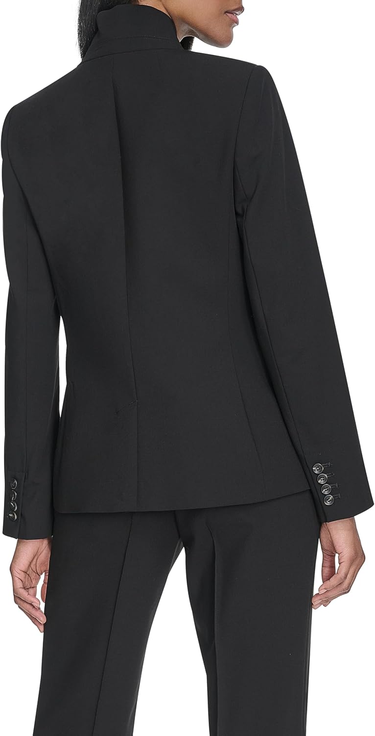 Halston Womens One Button Front Pocket Woven Blazer - Image 4
