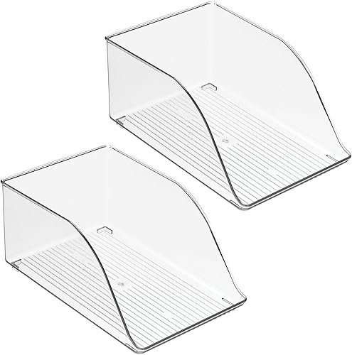 Miniatura 3 de mDesign Botella de agua de plástico pequeña apilable con parte delantera abierta para cocina, refrigerador, congelador, despensa, capacidad para 12