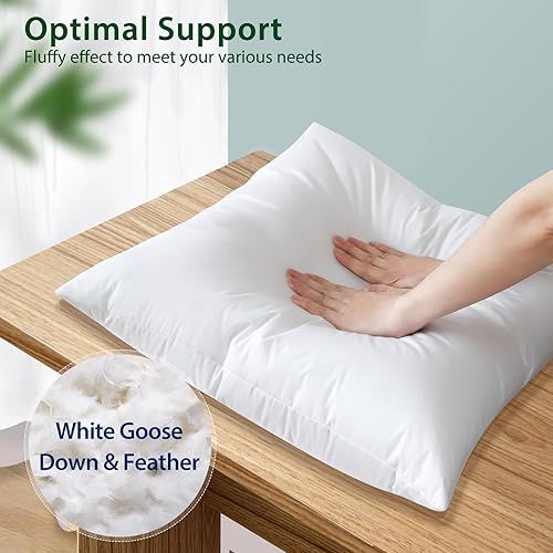 Miniatura 5 de OTOSTAR Paquete de 1 almohada de plumón y plumas, 24 x 24 pulgadas, relleno de almohada cuadrado suave y esponjoso con funda de algodón 100%