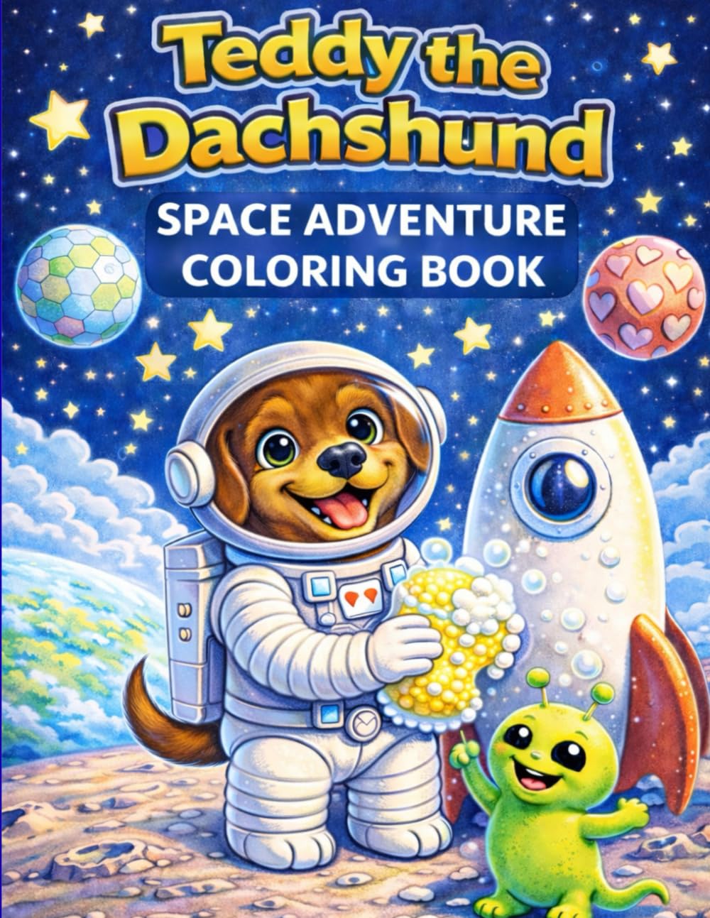 Teddy the Dachshund Space Adventure Coloring Book: A Fun and Easy Space Coloring Book for Kids Ages 4–8 with 30 Adorable Space-Themed Coloring Pages ... Series (Teddy the Dachshund Coloring Books)