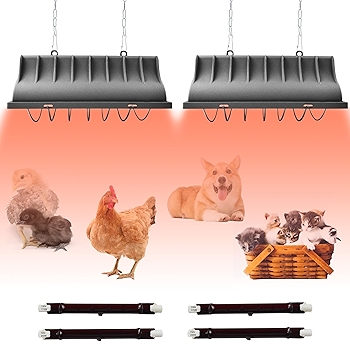 JUSONEY 鸡舍加热器，带2个加热灯，适用于小鸡和宠物