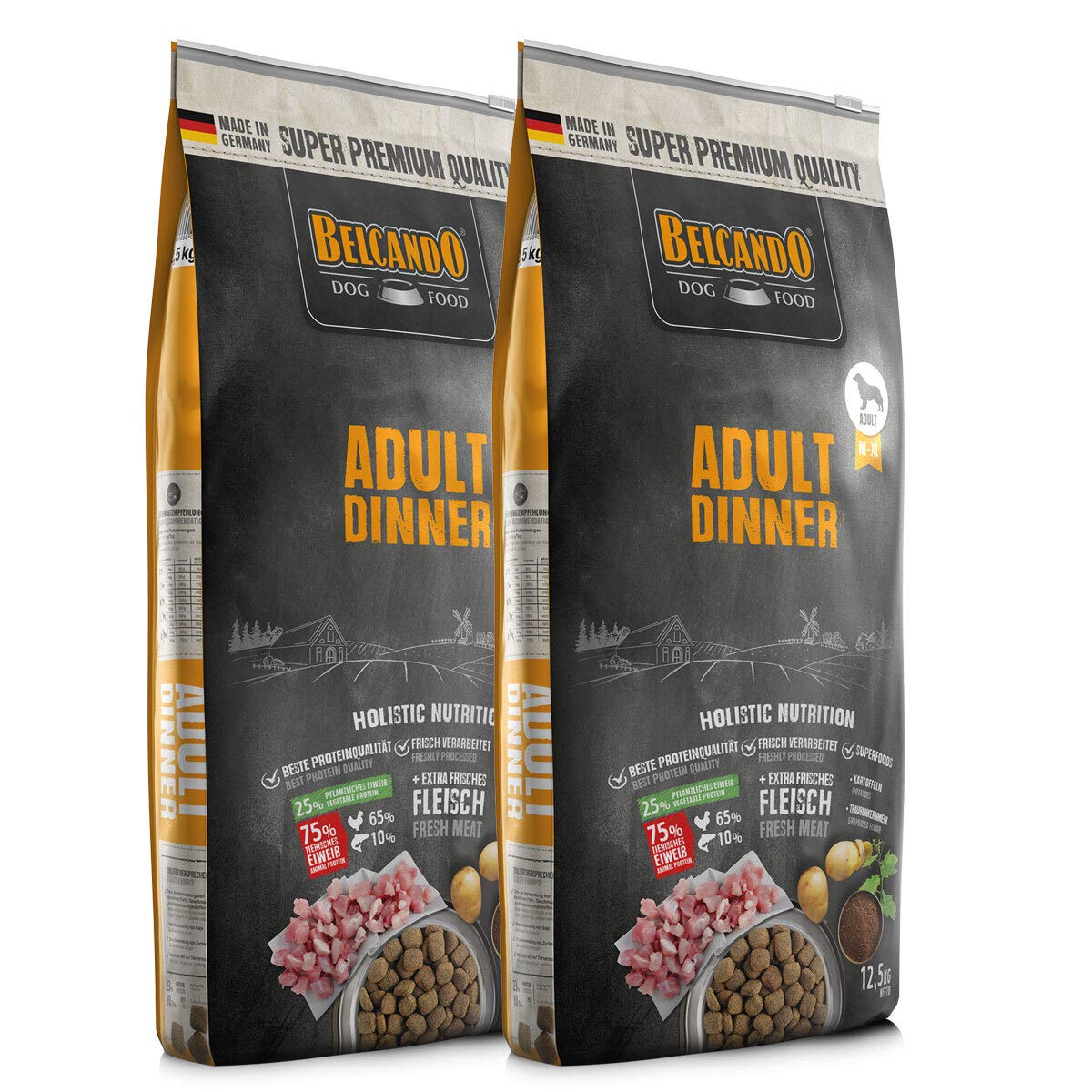 2 x 12,5 kg Belcando Adult Dinner - Sparpaket | Trockenfutter für Hunde | Alleinfuttermittel für ausgewachsene Hunde Aller Rassen ab 1 Jahr