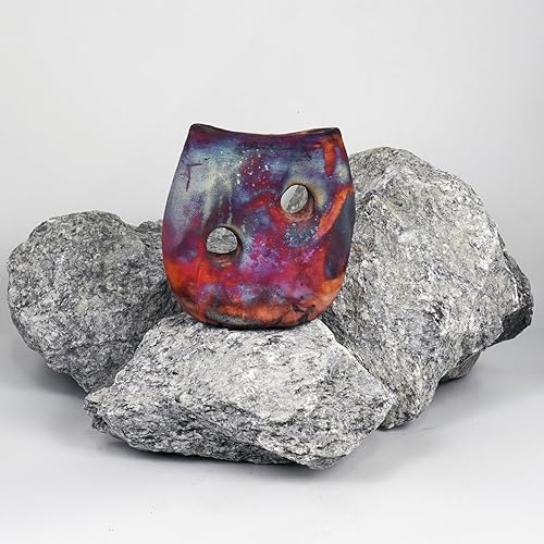 Miniatura 3 de RAAQUU Umi - Jarrón Raku de cerámica hecho a mano de 5 pulgadas, regalos de cerámica para ella, bohemio, caja de regalo, regalo para mamá, regalo de