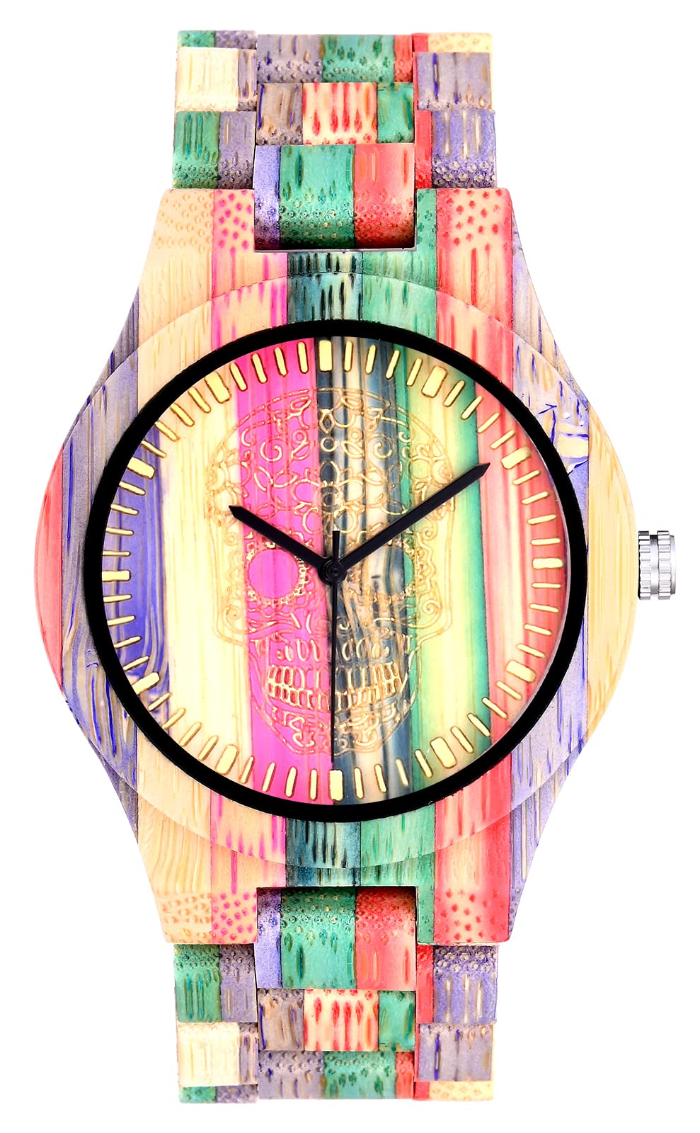 SUPBRO Holzuhren Herren Uhren Bunt Holz-Armbanduhr Bambus Holz Uhr Analog Armbanduhr Holzuhr Quarzwerk mit Holzarmband für Herren & Damen