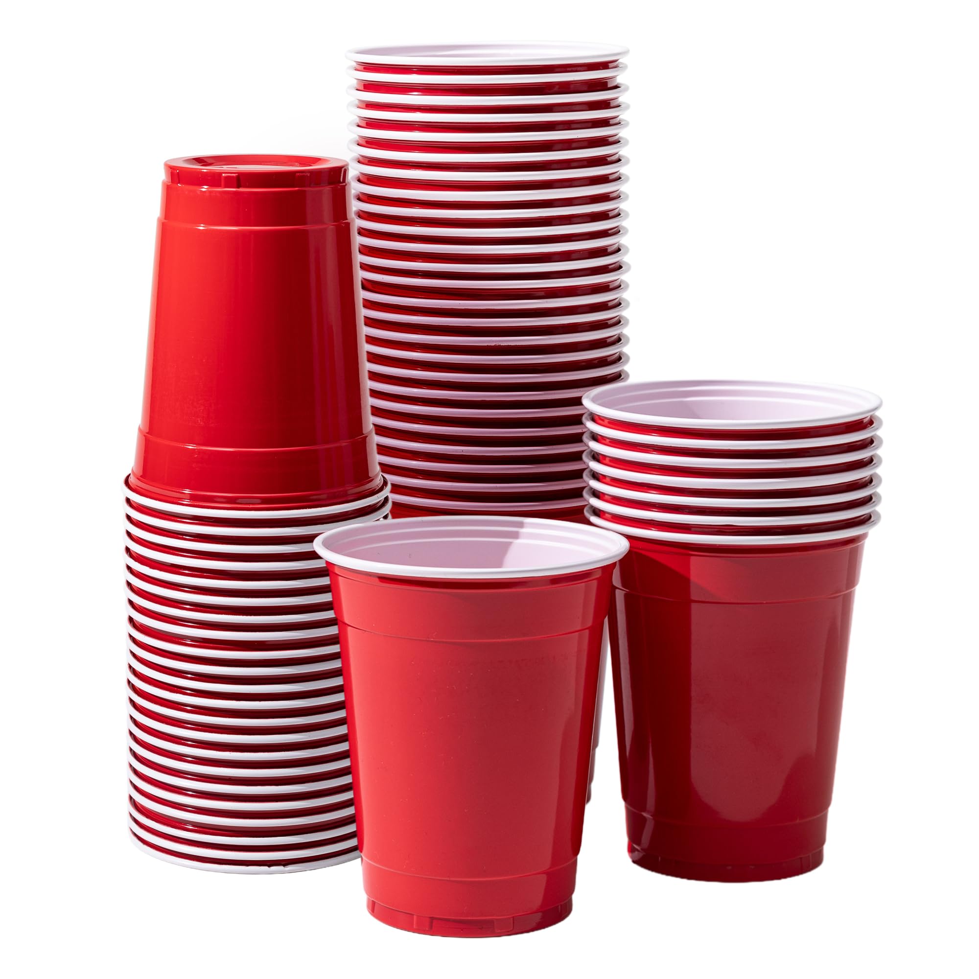 Buy & Delight Red Disposable Plastic Cups, 12 oz (350ml), BPA Free and Recyclable Polystyrene, 50 Count, for Parties ~ All Events ~ Birthday - Wedding - BBQ - Outdoor - Christmas