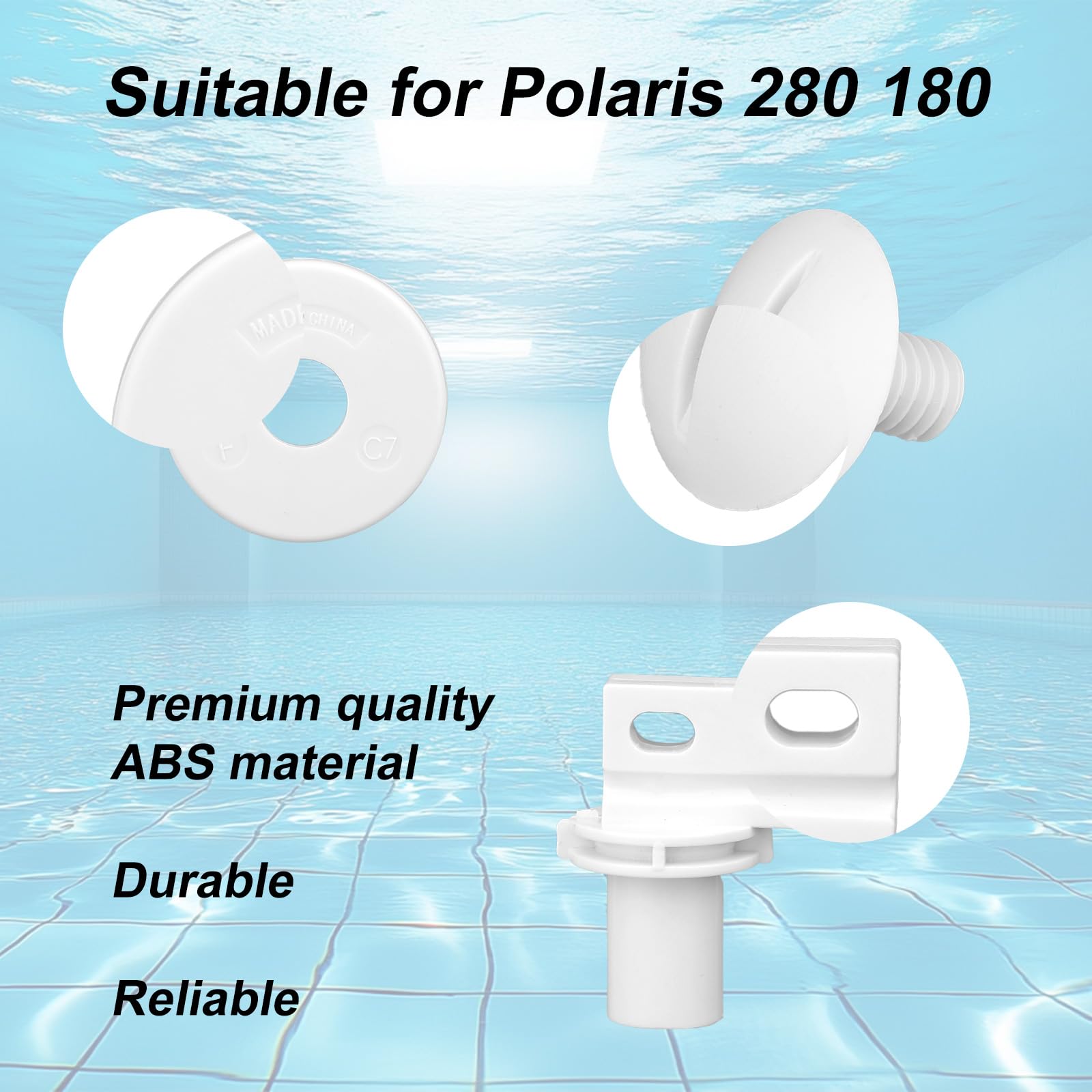 lasuroa 6uds Piezas Reconstrucción Limpiafondos, Repuestos para Limpiafondos Compatible con Polaris 280 y 180 Incluye 2 Eje Trasero C65 2 Tornillo C55 y Arandelas C64 (Blanco)