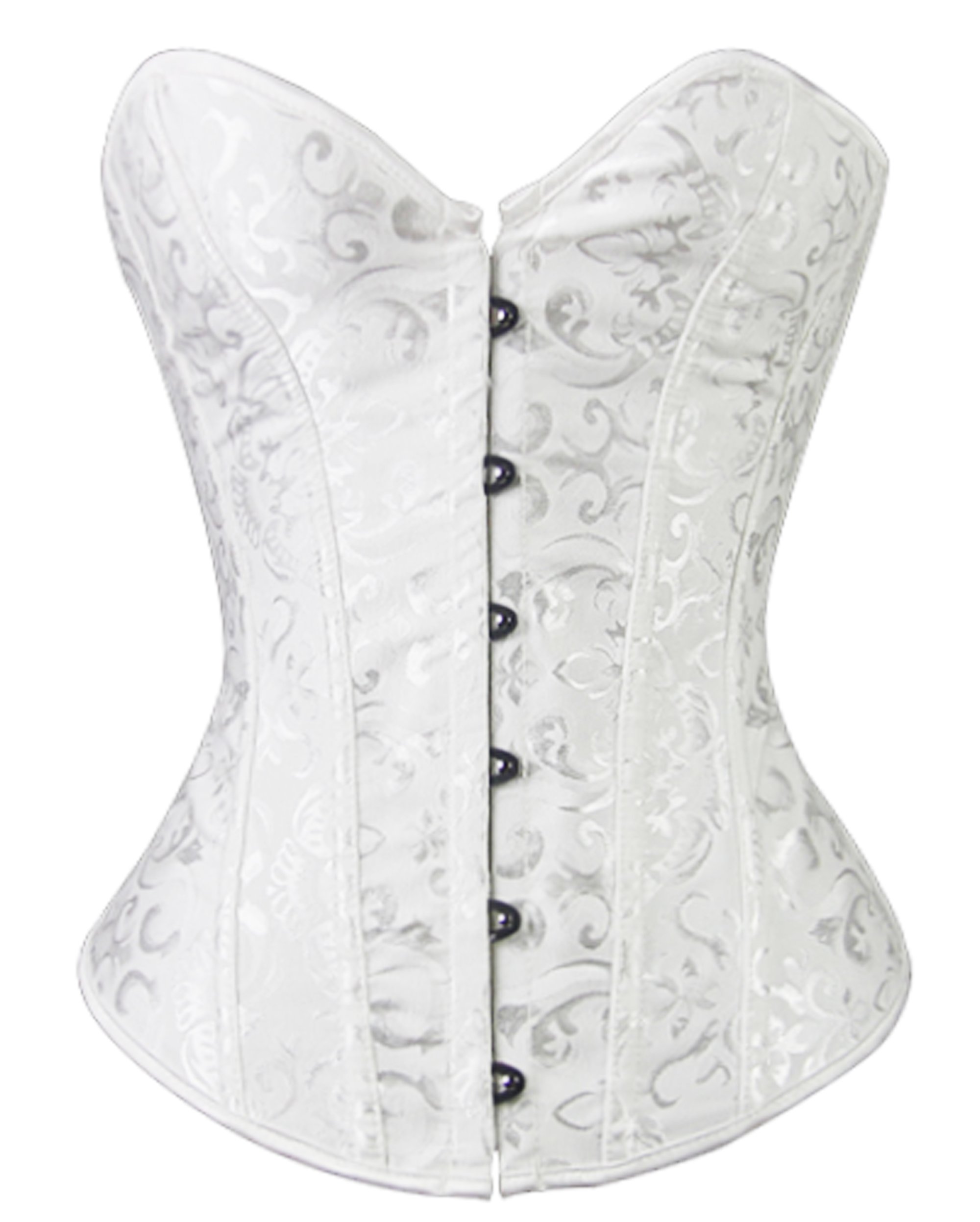 Bslingerie Women's White Waist Cincher Boned Corset With Brocade (Uk 16 (Xxl), )