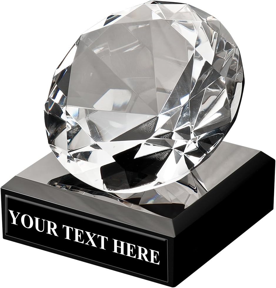 Corporate Glass Awards - Diamond Shaped Trophy Award On Black Crystal Base Prime