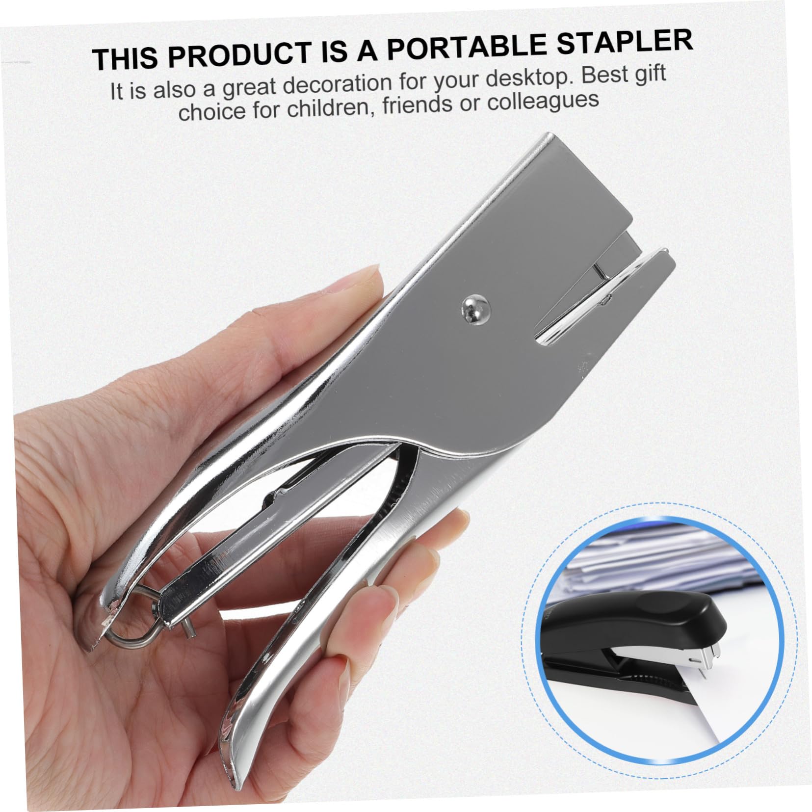 4pezzi Cucitrice Pinza Ergonomica Metallo Per Ufficio Design Senza Ingranaggi Facile Da Usare Risparmio Di Fatica Colore Argento Senza Punti